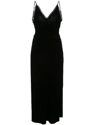 Frame Sleeveless Velvet Midi-length Slip Dress In Black