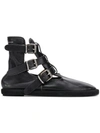 Mm6 Maison Margiela Buckled Leather Ankle Boots In Black