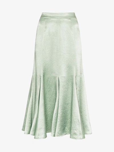 Sies Marjan Holly High Waisted Satin Midi Skirt In Green