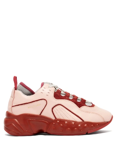 Acne Studios Manhattan Leather Low-top Trainers In Pink/burgundy