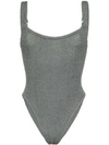 Hunza G Isolde Domino Seersucker Swimsuit In Grey
