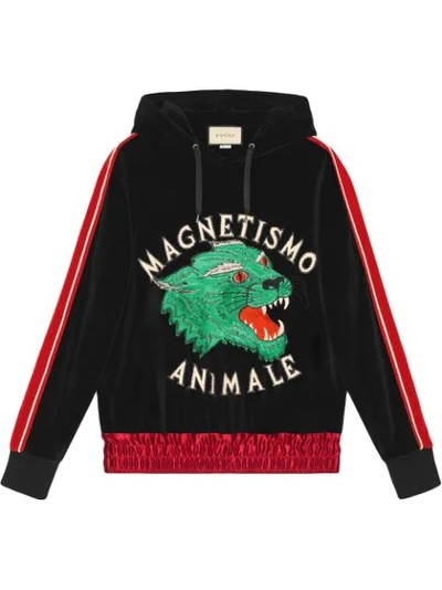 Gucci ”magnetismo Animale” Chenille Sweatshirt In Black