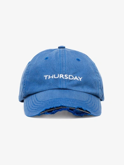 Vetements Thursday Embroidered Weeday Baseball Cap In Blue