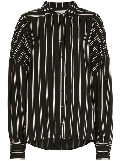 Esteban Cortazar Oversized Striped Shirt In Black