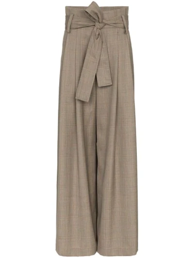 Wright Le Chapelain Belted Wide Leg Trousers In Grey