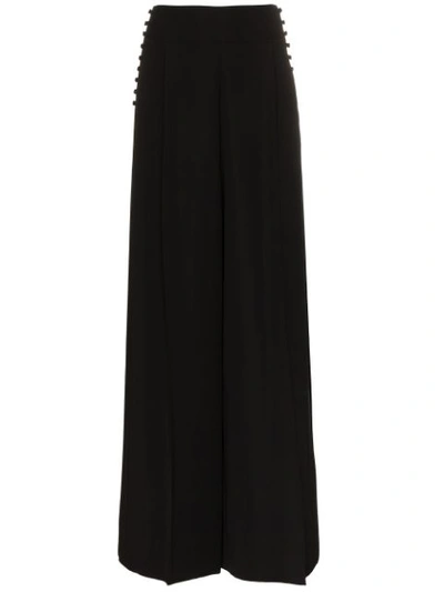 Adeam Button Detail Wide Leg Trousers In Black