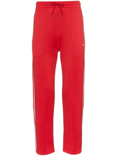 Kenzo Red Logo Print Cotton Blend Sweat Pants