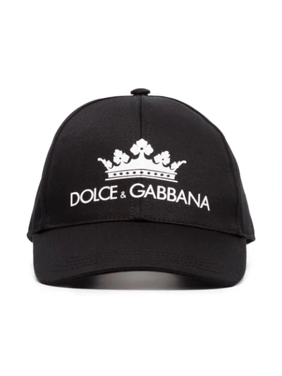 Dolce & Gabbana Logo Print Cap In Black