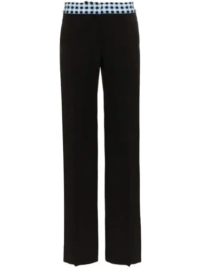 Wales Bonner High Waisted Check Wide-leg Wool Blend Trousers In Black