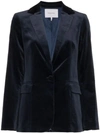 Frame Velvet Single Breasted Blazer  In Blue