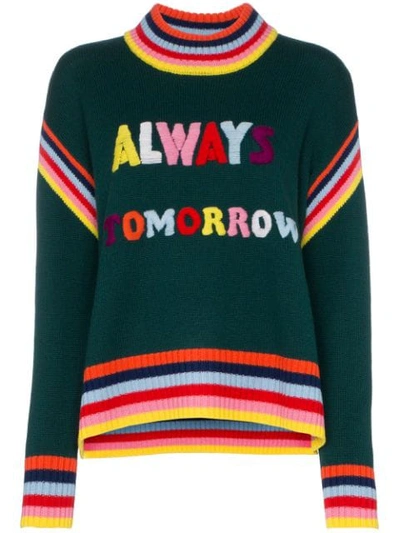 Mira Mikati 'always Tomorrow' Embroidered Chunky Wool Jumper In Green