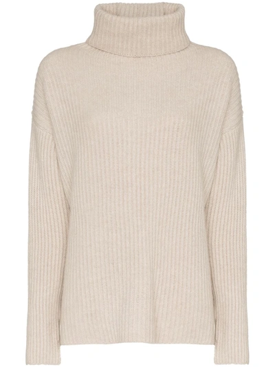 Le Kasha Lisbon Cashmere Roll Neck Jumper In Nude/neutrals