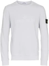 Stone Island Grey Crew Neck Logo Patch Cotton Sweatshirt