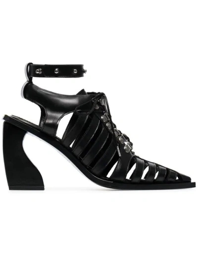 Marques' Almeida Marques'almeida 'cage' Lace Up 100 Leather Sandal Boots In Black