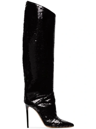 Alexandre Vauthier 110mm Alex Sequined Tall Boots In Black