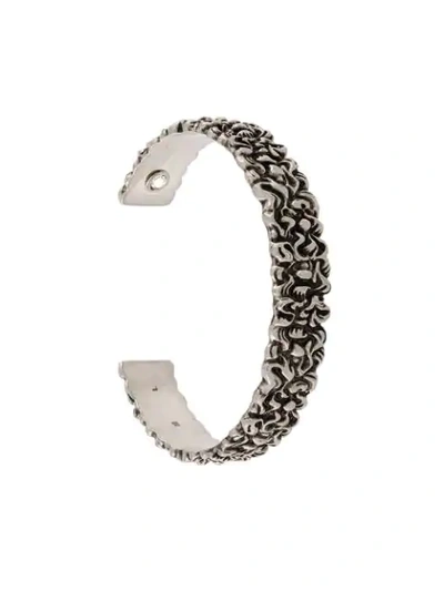 Gucci Lion Mane Cuff Bracelet With Crystal In Metallic