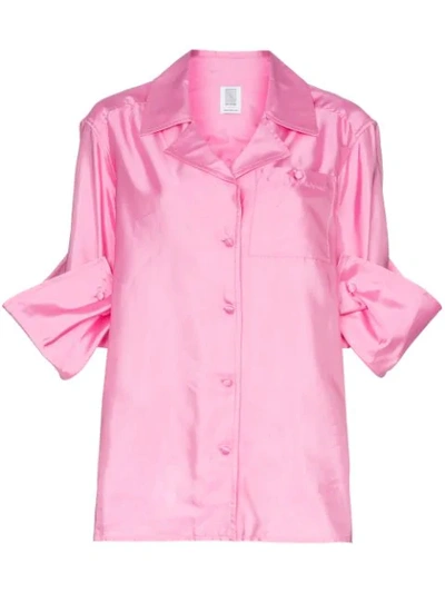 Rosie Assoulin Peek-a-boo Silk-satin Shirt In Pink