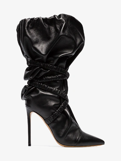Alexandre Vauthier Dune 100 Wraparound Leather Boots In Black