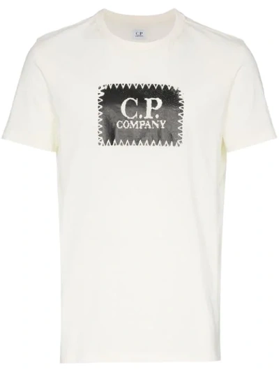 C.p. Company Cp Company Stitch Logo Print Cotton T Shirt - White In Green