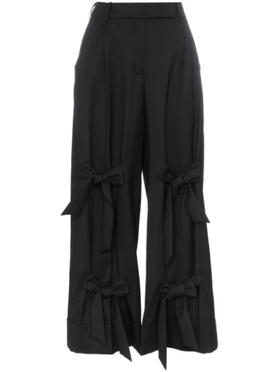 Simone Rocha Bow Detail Cropped Trousers In Black