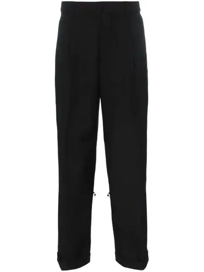 Alexander Mcqueen Zip Detail Cropped Wool Trousers  In Black