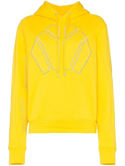 Gmbh Logo Embroidered Hoodie In Yellow