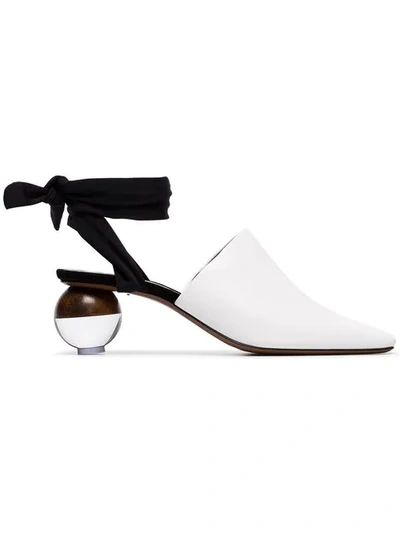 Neous Brough Tied Leather Mules In White