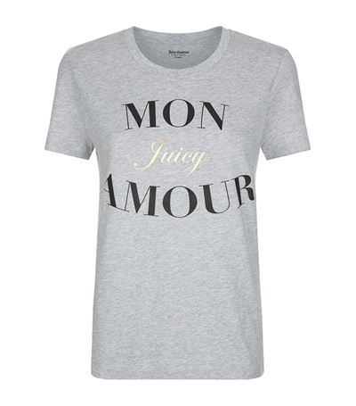 Juicy Couture Mon Amour Logo T-shirt In Grey | ModeSens
