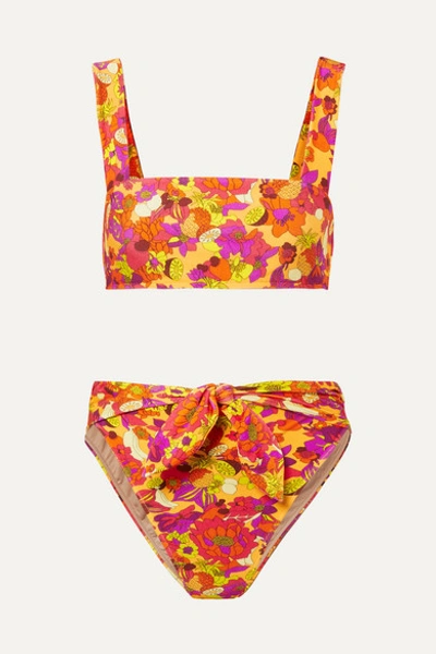 Adriana Degreas Tropical Print Bikini In Yellow