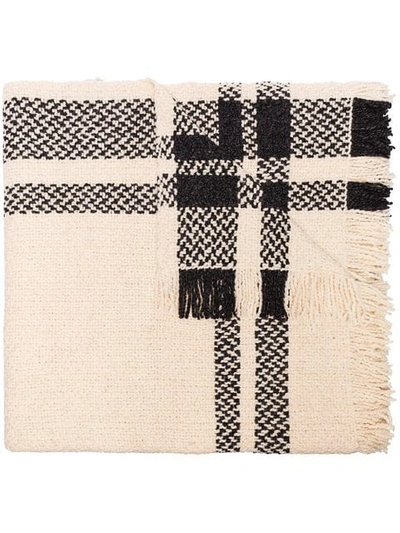 Aessai Cream And Black Grace Knitted Blanket Scarf In White