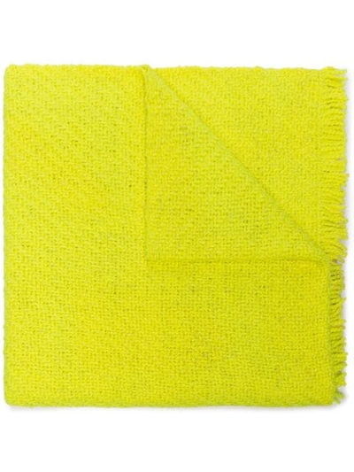 Aessai Yellow Oversized Frayed Wool Blanket Scarf