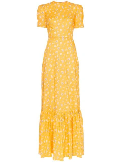 The Vampire's Wife The Juno Printed Cotton Maxi Dress In Yellow