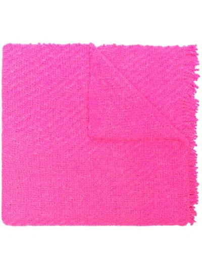 Aessai Bright Pink Oversized Frayed Wool Blanket Scarf