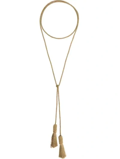 Saint Laurent Tasselled Cord Necklace In Metallic