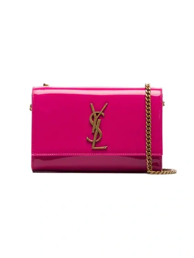 Saint Laurent Kate Monogram Ysl Small Grain Leather Crossbody Bag In Pink/purple