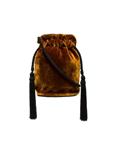 Hunting Season Gold Tula Velvet Tassel Pouch In Yellow