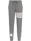 Thom Browne Striped Knitted Track Pants In Grey