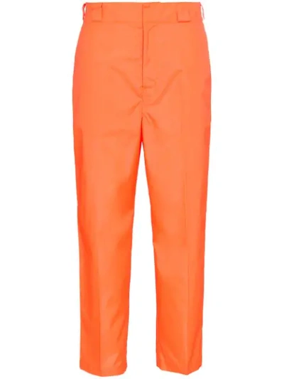 Prada Fluorescent Cropped Trousers In Yellow