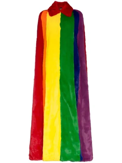 Burberry Rainbow Faux-fur Long Cape, Rainbow In Multicolour