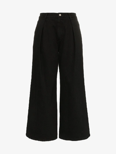 Sjyp High Waisted Wide Leg Jeans In Black