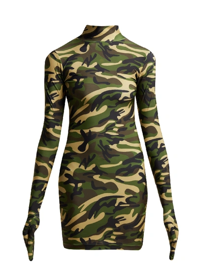 Vetements Camouflage-print Glove Dress In Green