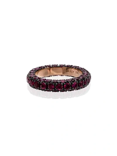 Shay Rose Gold 3 Side Ruby Ring In Pink