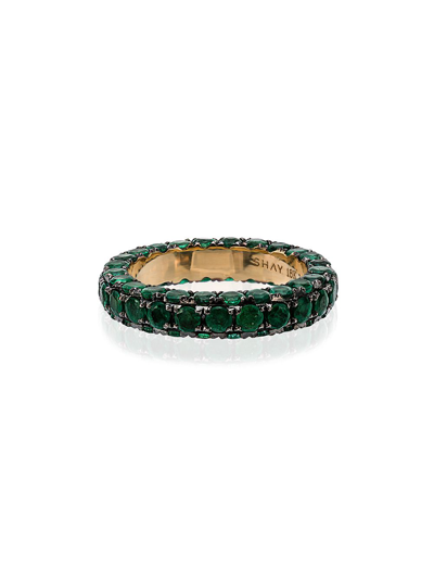 Shay Green And Yellow Gold 3 Side Emerald Ring