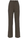 Charm's High-waisted Wide Leg Tweed Trousers - Brown Blue Black