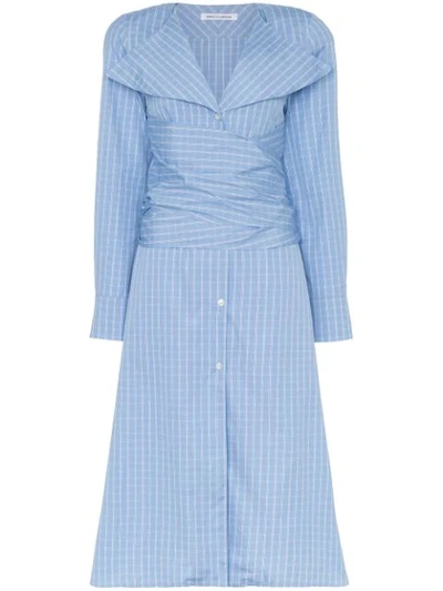 Wright Le Chapelain Check Print Wrap Cotton Dress - Blue