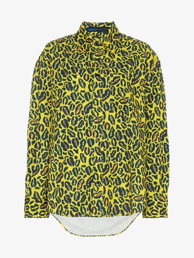 Charm's Oversized Leopard Print Cotton In Yellow Blue