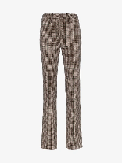 Miu Miu High Waisted Checked Wool Trousers In Black