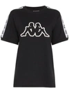 Charm's X Kappa Black Logo Embroidered Cotton Blend Top In Black White