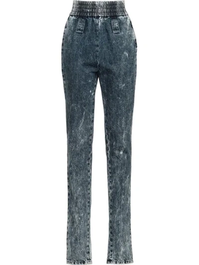 Miu Miu High-waisted Elasticated Cuff Jeans - F0008 Bleu
