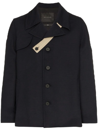 Mackintosh Single Breasted Wool Coat In Blue